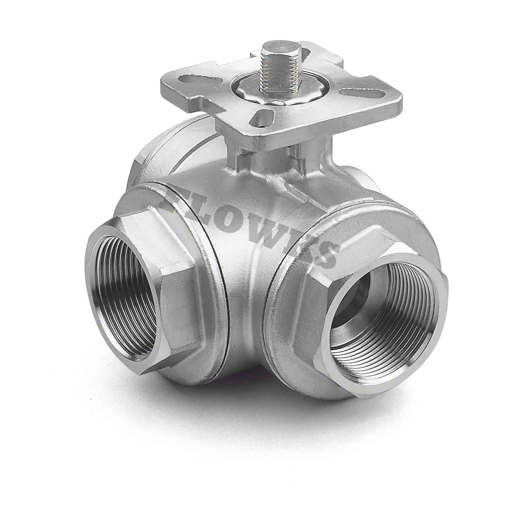 3-Way Screw Ball Valve with Mounting Pad